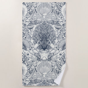 Serviette De Plage Trésors de plage, coquillages, crabes, coraux et s