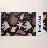 Serviette De Plage Trésors sous-marins - Coquilles, Corail, Épée (Devant)