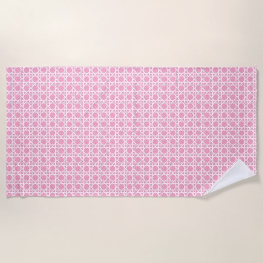 Serviette De Plage Tressage de canne rose et blanc (Devant)