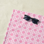 Serviette De Plage Tressage de canne rose et blanc (En situation)