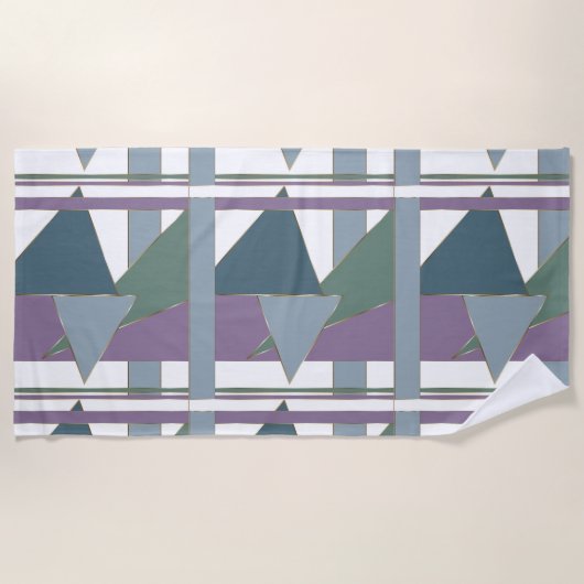 Serviette De Plage Triangle géométrique Motif bleu violet vert (Devant)