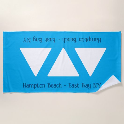 Serviette de plage Triangles bleu personnalisé" (Devant)