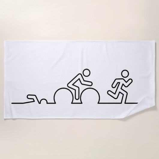 Serviette De Plage Triathlon. Natation, cyclisme et course. (Devant)