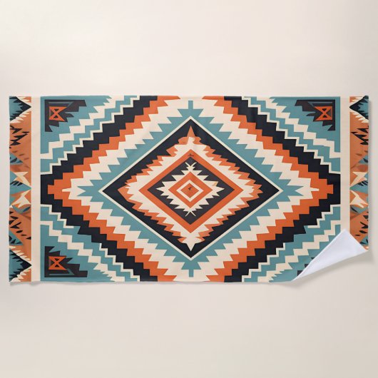 Serviette De Plage Tribal Design Zigzag Lines Motif Rec Clipart (Devant)