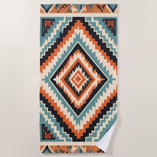 Serviette De Plage Tribal Design Zigzag Lines Motif Rec Clipart (Devant)
