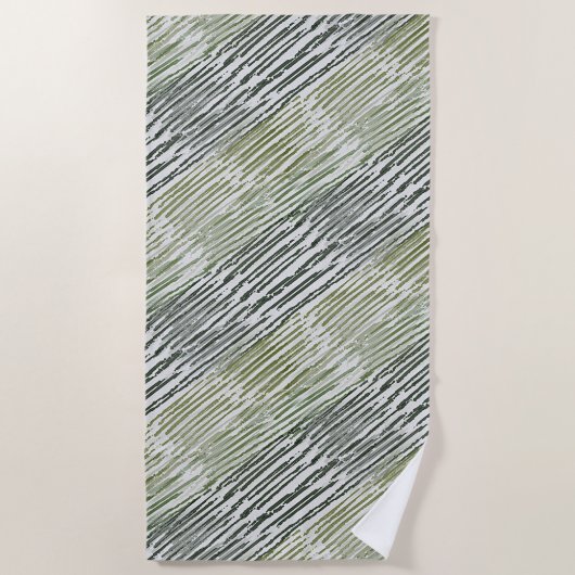 Serviette De Plage Tribal Green Stripes Abstract Pattern  (Devant)