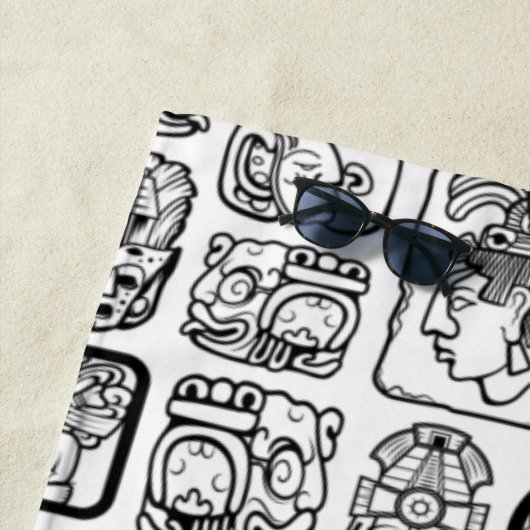 Serviette De Plage Tribal MAYA ancien masque motif 1 (En situation)