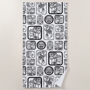 Serviette De Plage Tribal MAYA ancien masque motif 1