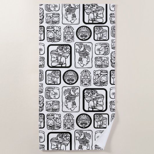 Serviette De Plage Tribal MAYA ancien masque motif 1 (Devant)