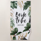 Serviette De Plage Tribe de mariée feuille tropicale & typographie se (Devant)