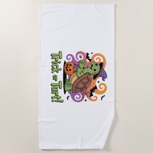 Serviette De Plage Trick ou Turt Funny Turtle Halloween (Devant)