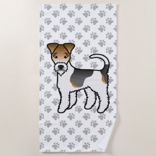 Serviette De Plage Tricolor Wire Fox Terrier Chien de Dessin Animé Mi