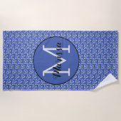 Serviette De Plage Tricot Aiguilles Fer Artisanat Nom / initial foncé (Devant)