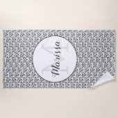 Serviette De Plage Tricot Aiguilles Fer Artisanat Nom / Initiale (Devant)