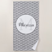 Serviette De Plage Tricot Aiguilles Fer Artisanat Nom / Initiale (Devant)