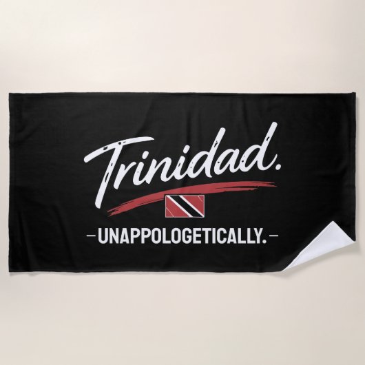 Serviette De Plage Trinidad Fièrement Fier Pride NOIR (Devant)