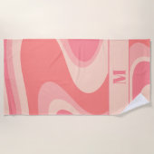 Serviette De Plage Trippy Dream Pastel Blush Pink Retro Abstrait (Devant)