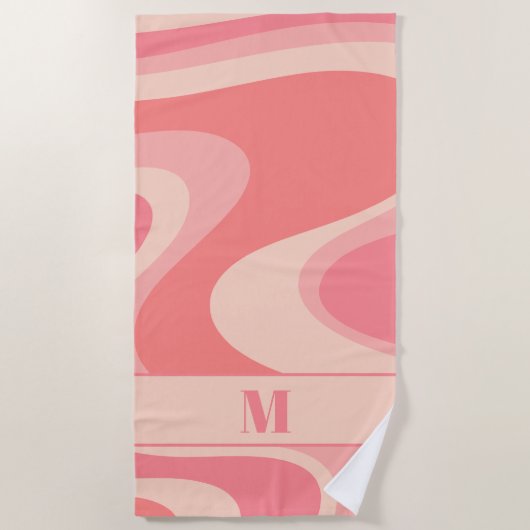 Serviette De Plage Trippy Dream Pastel Blush Pink Retro Abstrait (Devant)