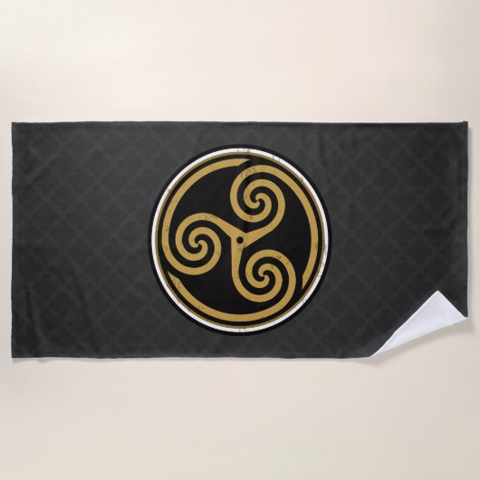 SERVIETTE DE PLAGE TRISKELION TRIPLE CELTIQUE SPIRAL (Devant)