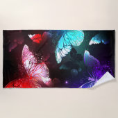 Serviette De Plage Trois papillons brillants sur l'arrière - plan de (Devant)