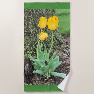 Serviette De Plage Trois Tulipes Jaunes /