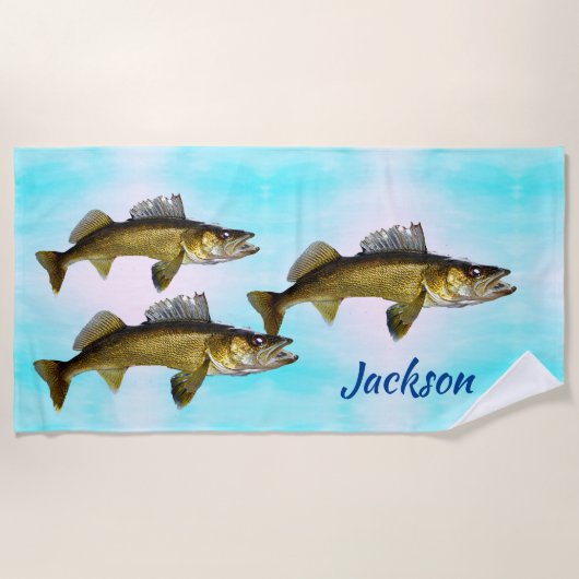 Serviette De Plage Trois Walleyes (Devant)