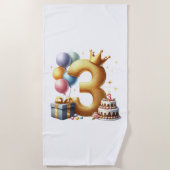Serviette De Plage Troisième anniversaire doré (Devant)