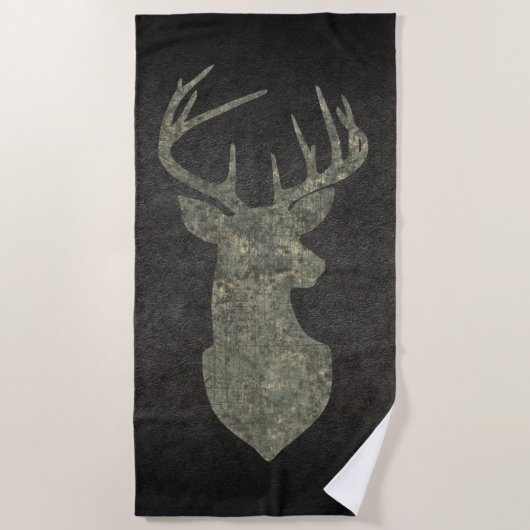 Serviette De Plage Trophée Regal Buck Deer Silhouette au Camouflage (Devant)