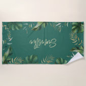 Serviette De Plage Tropical Beach Script Botanique Personnalisé (Devant)