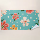 Serviette De Plage Tropical Blue Floral (Devant)
