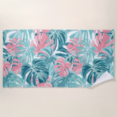 Serviette De Plage Tropical Chic Monstera Feuille motif floral (Devant)