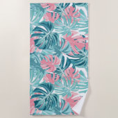 Serviette De Plage Tropical Chic Monstera Feuille motif floral (Devant)