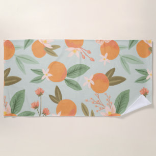 Serviette De Plage Tropical Citrus Floral Mint Green