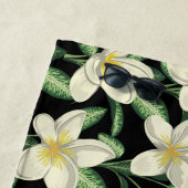 Serviette De Plage Tropical continu motif fleurs blanches feuille ver (En situation)