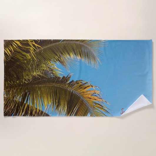 Serviette De Plage "Tropical Escape Beach Towel - Palm Tree Feuilles (Devant)
