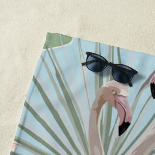 Serviette De Plage Tropical été thème Flamant rose mignon bleu modern