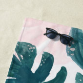 Serviette De Plage Tropical, Feuilles de palmiers, Hibiskus (En situation)