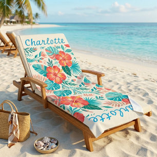 Serviette De Plage Tropical Floral Hibiscus Sarcelle Rose Personnalis