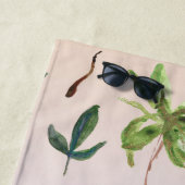 Serviette De Plage Tropical Gold Feuilles Vertes (En situation)