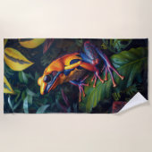 Serviette de plage Tropical Golden Frog coloré (Devant)