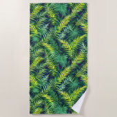 Serviette De Plage Tropical Green Leaf Fern Motif (Devant)