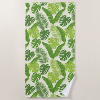 Serviette De Plage Tropical Leaves & Monstera Seamless Pattern