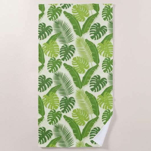Serviette De Plage Tropical Leaves & Monstera Seamless Pattern (Devant)