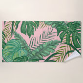 Serviette De Plage Tropical Palm Feuille Rose Weekend Beach Towne (Devant)