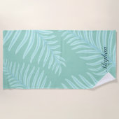 Serviette De Plage Tropical Pastel Feuilles Monogram Beach (Devant)