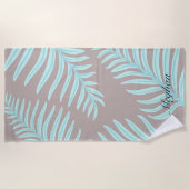 Serviette De Plage Tropical Pastel Feuilles Monogram Beach (Devant)
