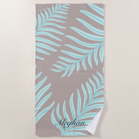 Serviette De Plage Tropical Pastel Feuilles Monogram Beach (Devant)