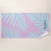 Serviette De Plage Tropical Pastel Feuilles Monogram Beach (Devant)