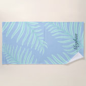 Serviette De Plage Tropical Pastel Feuilles Monogram Beach (Devant)