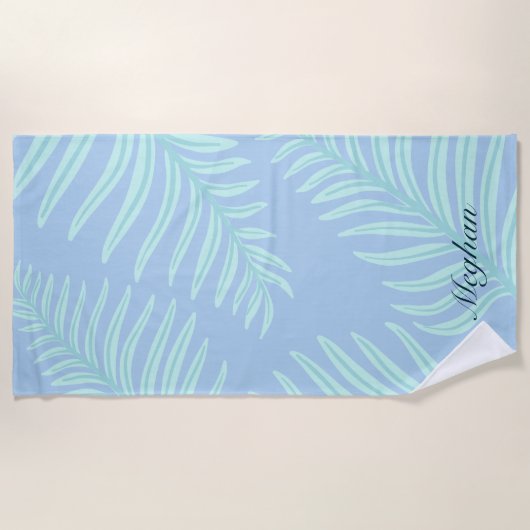 Serviette De Plage Tropical Pastel Feuilles Monogram Beach (Devant)